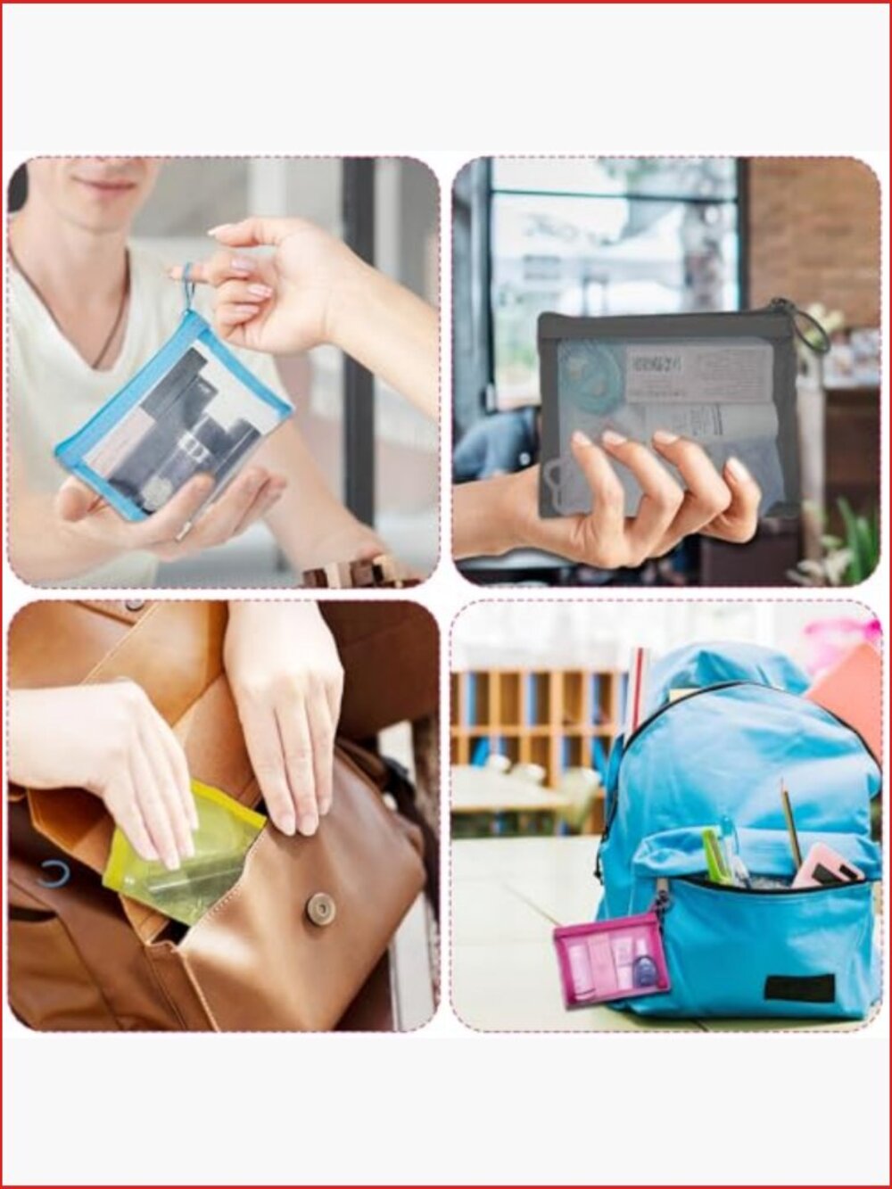 Mini Mesh Pouches 4 Pack, Small Zipper Bags For Makeup Travel Toiletries View 6